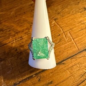 Bomb Party OG ring Enchanted Glamour pale green ice crystal rhodium